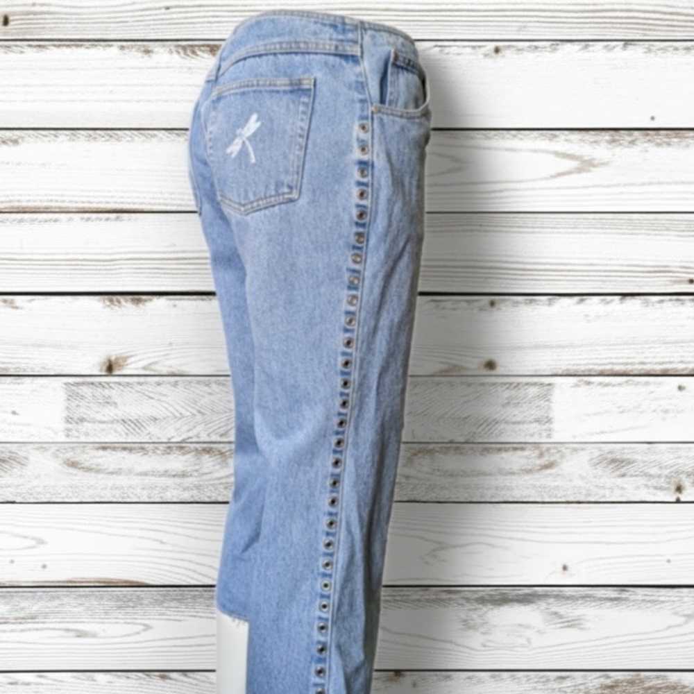 Y2K NoBo UpCycled Jean Capris With Side Rivets